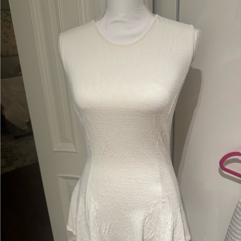 Ronny Kobo Collection White Textured Peplum Top